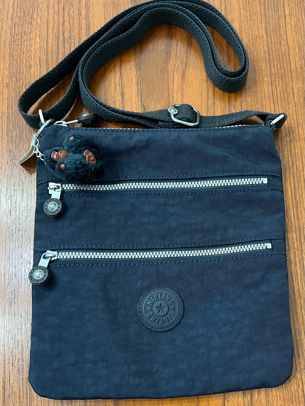 Kipling Older Style Black Nylon Crossbody Bag Monkey Charm NWT